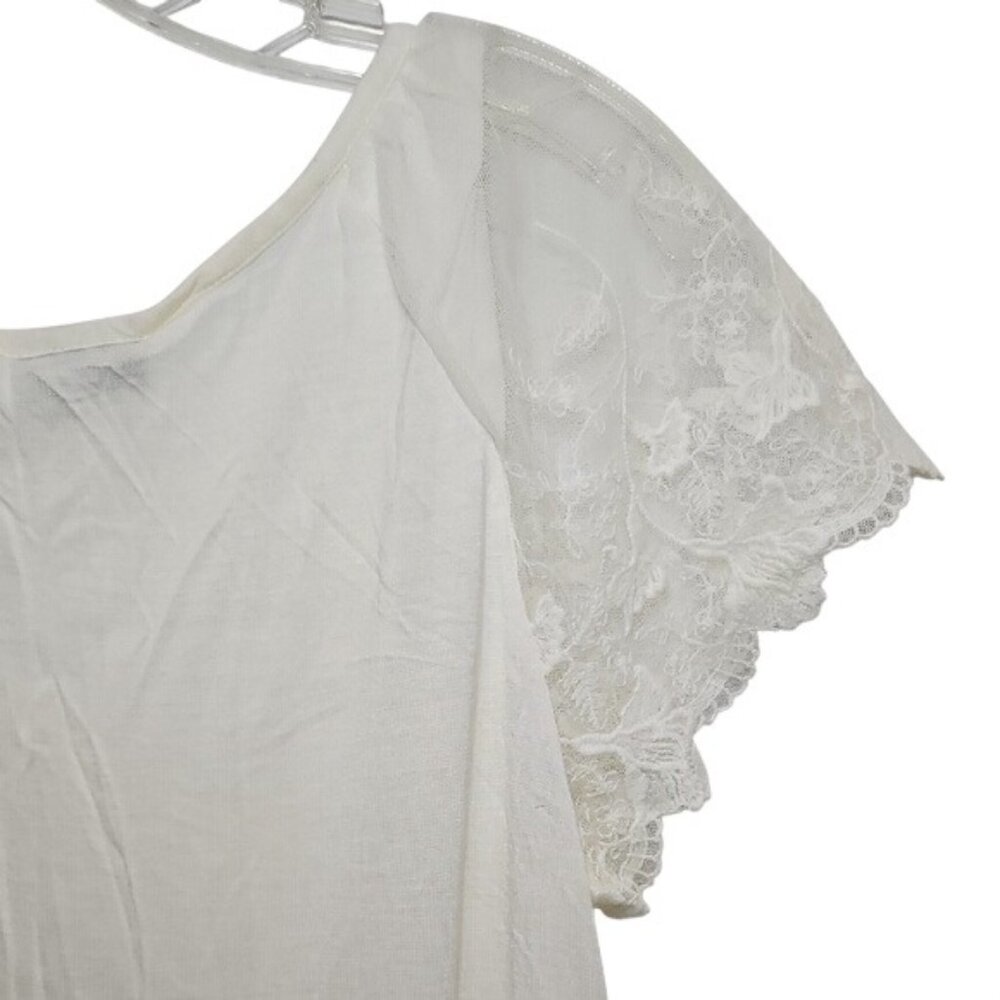 Apt. 9 Ivory Lace Sleeve Blouse Top Size Medium Office Business Career Feminine - Picture 6 of 7